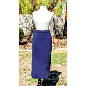 Adolfo Collectibles Maxi Skirt Small Pull-On Stretch Navy Acrylic/Lamb Wool EUC